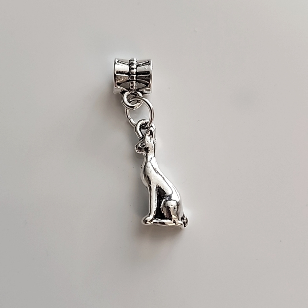 Cat Charm for European Style Bracelets Fits Pandora Systems